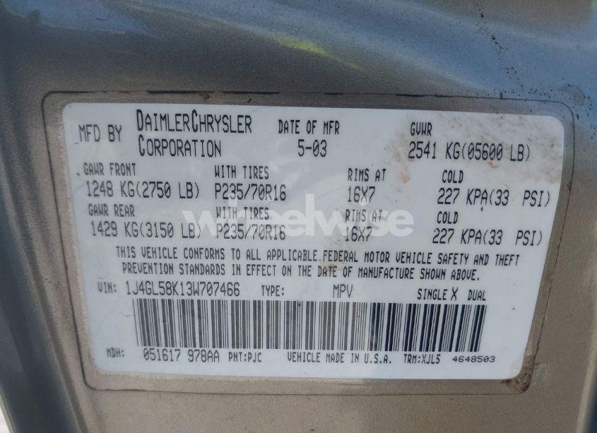 Photo 9 of 2003 Jeep Liberty LIMITED EDITION (VIN 1J4GL58K13W707466)