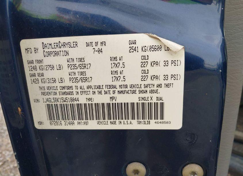 Photo 9 of 2005 Jeep Liberty LIMITED EDITION (VIN 1J4GL58K15W518044)