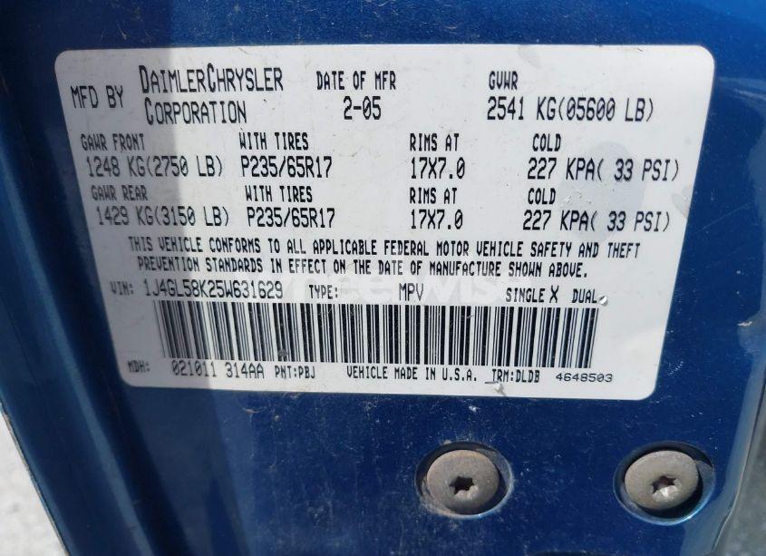 Photo 9 of 2005 Jeep Liberty LIMITED EDITION (VIN 1J4GL58K25W631629)