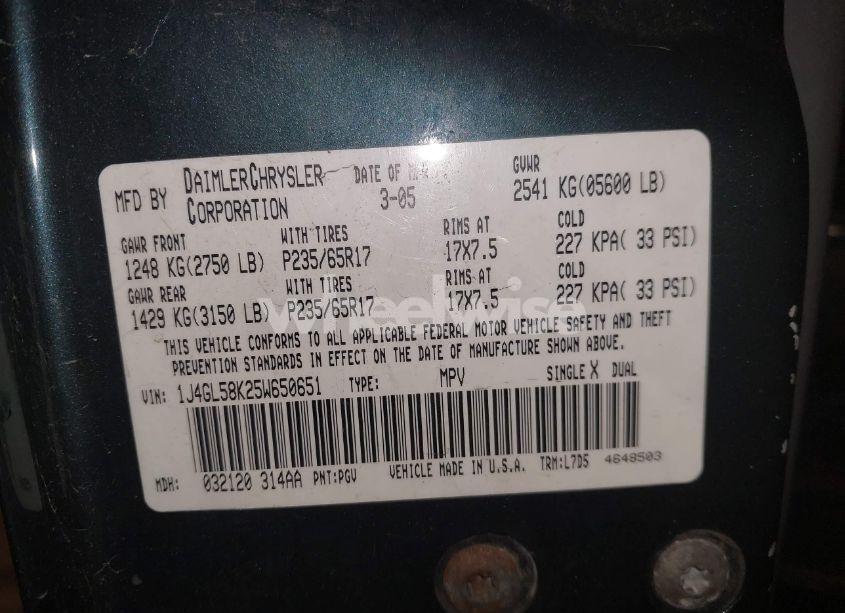 Photo 9 of 2005 Jeep Liberty LIMITED EDITION (VIN 1J4GL58K25W650651)