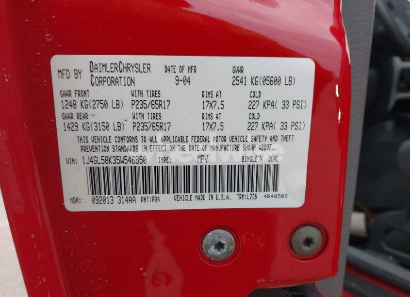 Photo 9 of 2005 Jeep Liberty LIMITED EDITION (VIN 1J4GL58K35W546850)