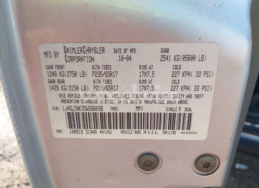 Photo 9 of 2005 Jeep Liberty LIMITED EDITION (VIN 1J4GL58K35W568038)