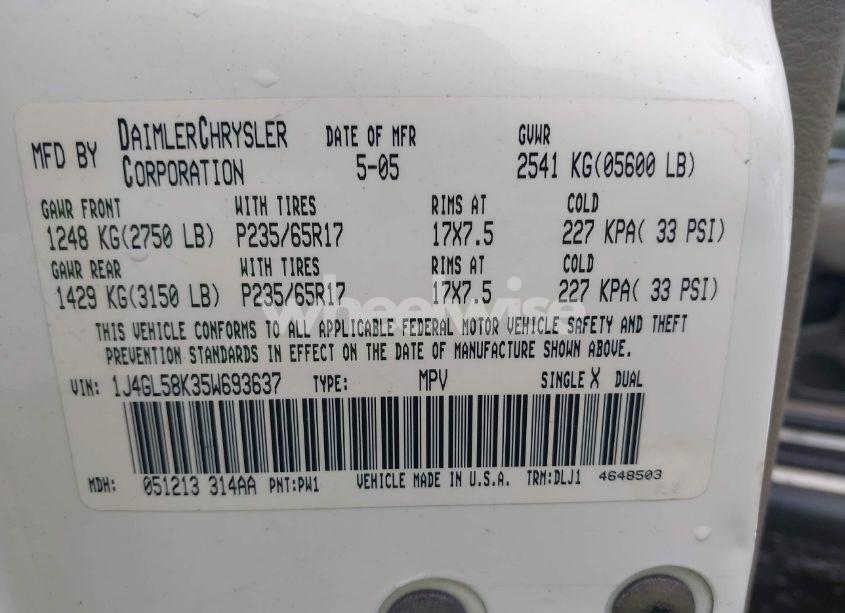 Photo 9 of 2005 Jeep Liberty LIMITED EDITION (VIN 1J4GL58K35W693637)