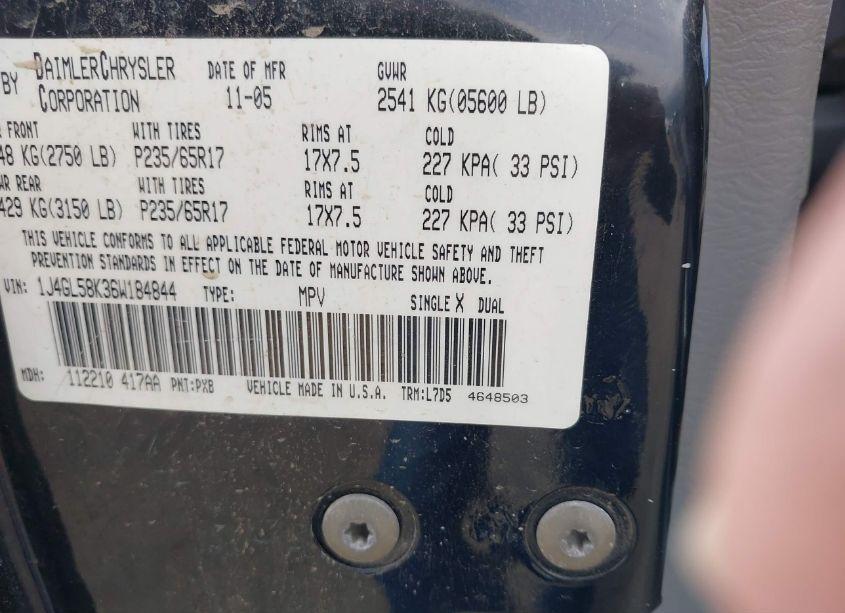 Photo 9 of 2006 Jeep Liberty LIMITED EDITION (VIN 1J4GL58K36W184844)