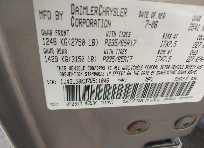 Photo 9 of 2007 Jeep Liberty LIMITED EDITION (VIN 1J4GL58K37W511048)