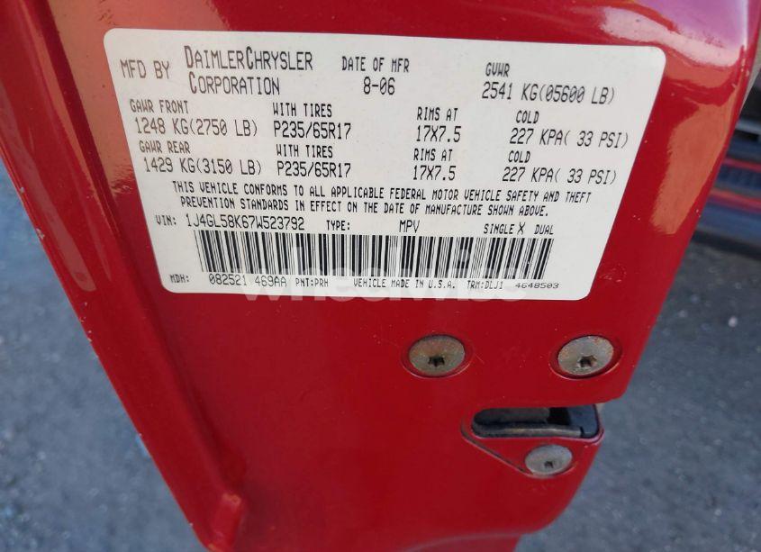 Photo 9 of 2007 Jeep Liberty LIMITED EDITION (VIN 1J4GL58K67W523792)