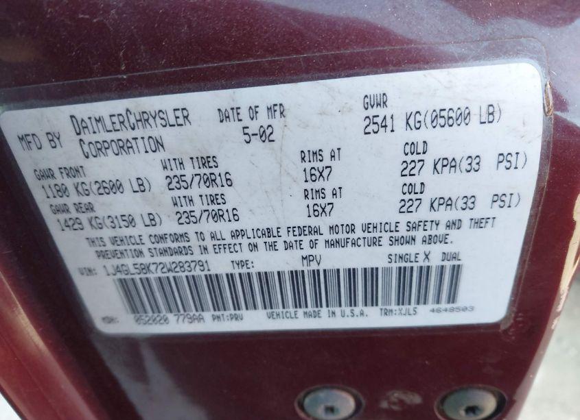 Photo 9 of 2002 Jeep Liberty LIMITED EDITION (VIN 1J4GL58K72W283791)