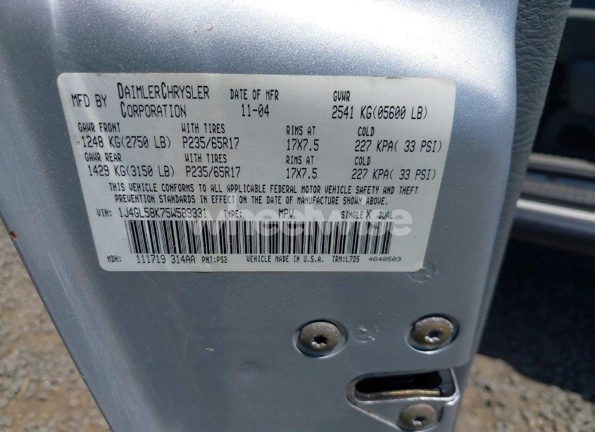 Photo 9 of 2005 Jeep Liberty LIMITED EDITION (VIN 1J4GL58K75W589331)