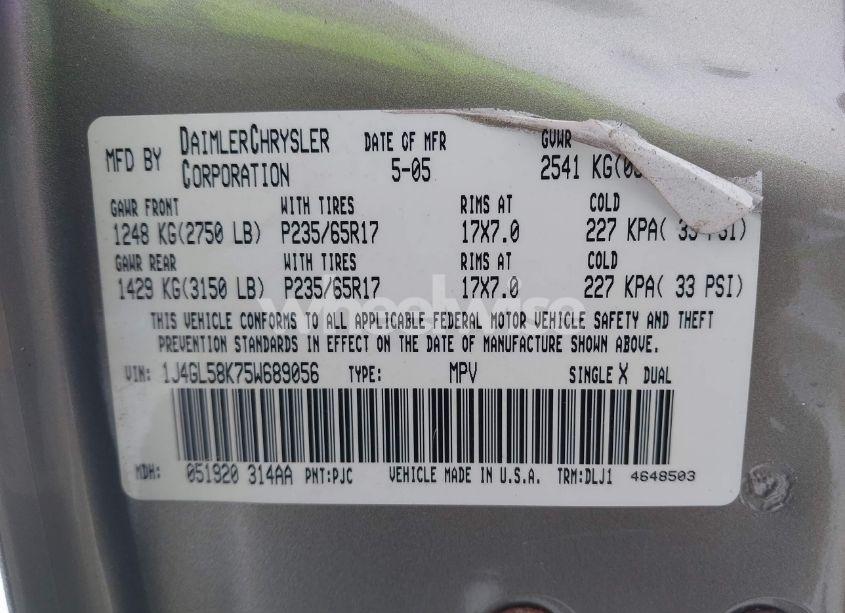 Photo 9 of 2005 Jeep Liberty LIMITED EDITION (VIN 1J4GL58K75W689056)