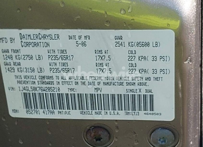 Photo 9 of 2006 Jeep Liberty LIMITED EDITION (VIN 1J4GL58K76W285210)