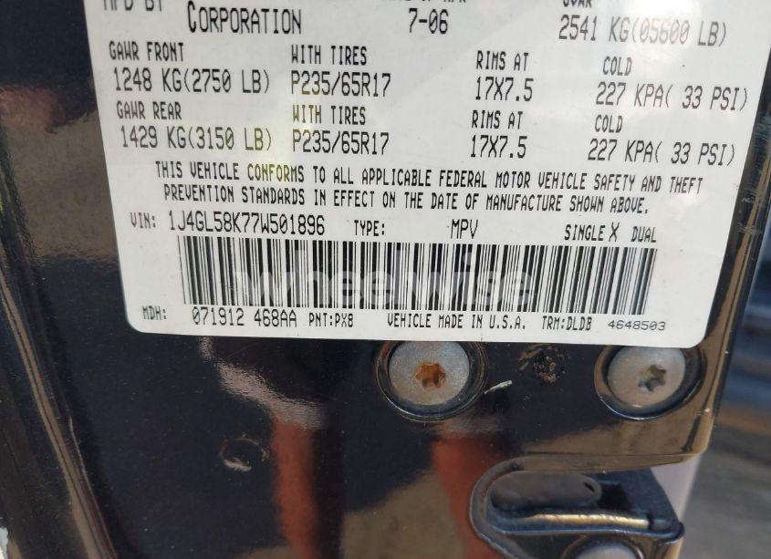 Photo 9 of 2007 Jeep Liberty LIMITED EDITION (VIN 1J4GL58K77W501896)