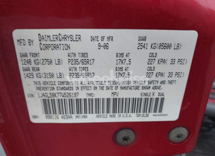 Photo 9 of 2007 Jeep Liberty LIMITED EDITION (VIN 1J4GL58K77W526197)