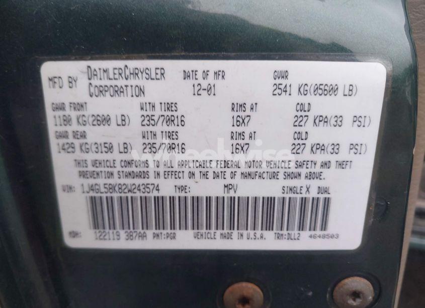 Photo 9 of 2002 Jeep Liberty LIMITED EDITION (VIN 1J4GL58K82W243574)