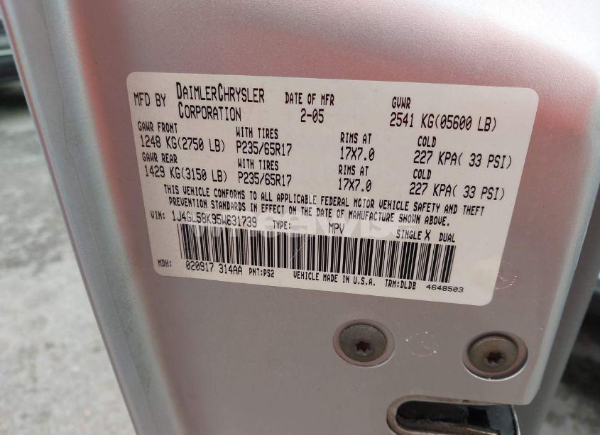 Photo 9 of 2005 Jeep Liberty LIMITED EDITION (VIN 1J4GL58K95W631739)