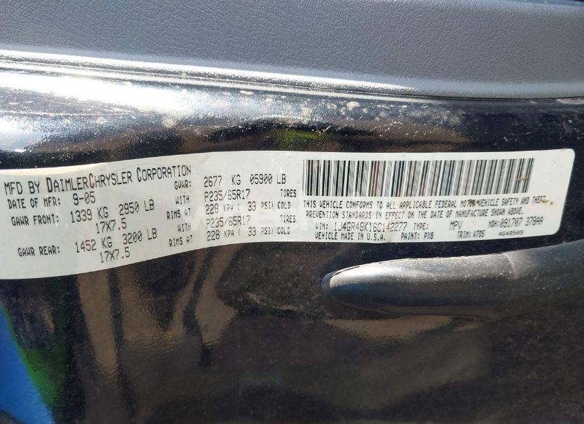 Photo 9 of 2006 Jeep Grand CHEROKEE LAREDO (VIN 1J4GR48K16C142277)