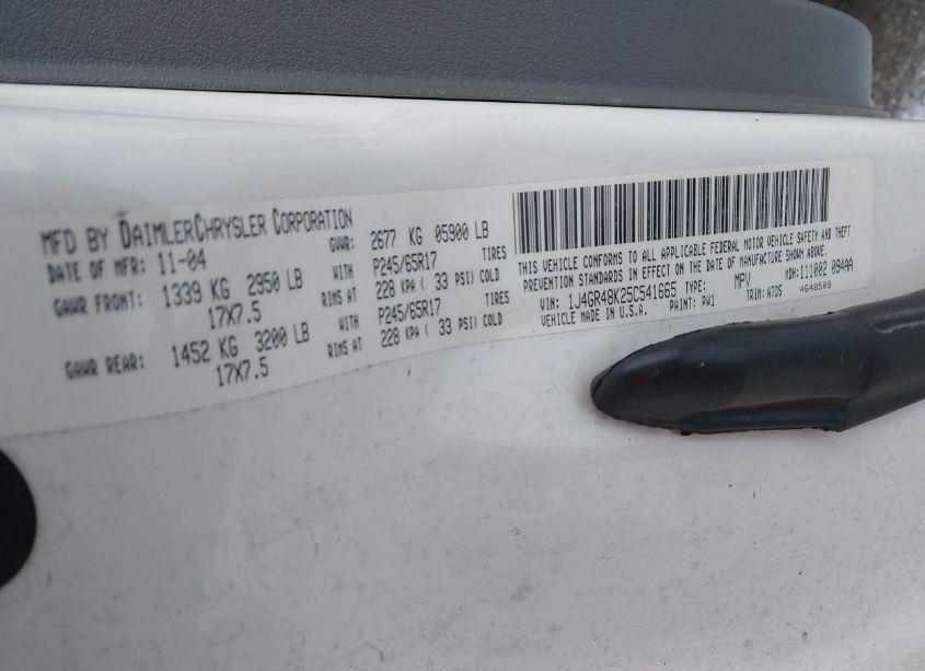 Photo 9 of 2005 Jeep Grand CHEROKEE LAREDO (VIN 1J4GR48K25C541665)