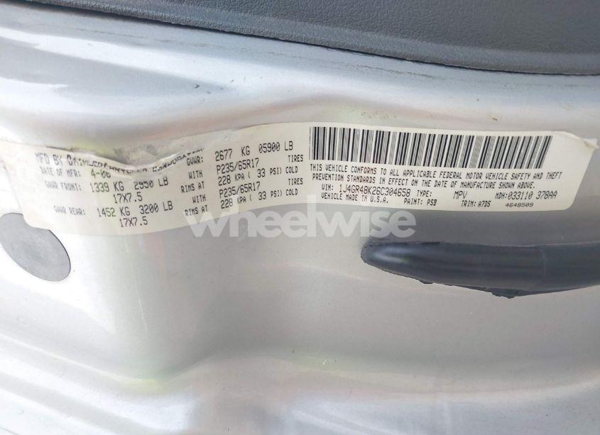 Photo 9 of 2006 Jeep Grand CHEROKEE LAREDO (VIN 1J4GR48K26C304658)