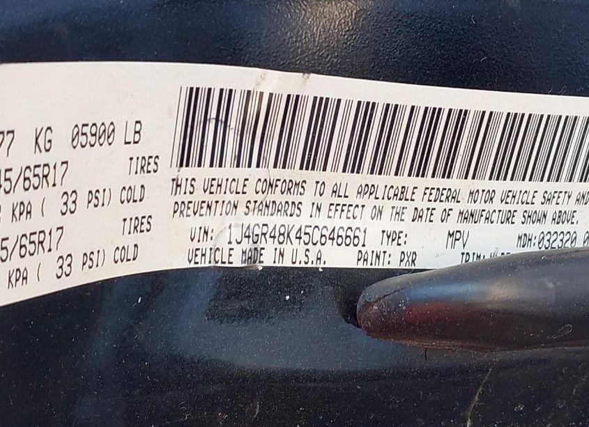 Photo 9 of 2005 Jeep Grand CHEROKEE LAREDO (VIN 1J4GR48K45C646661)