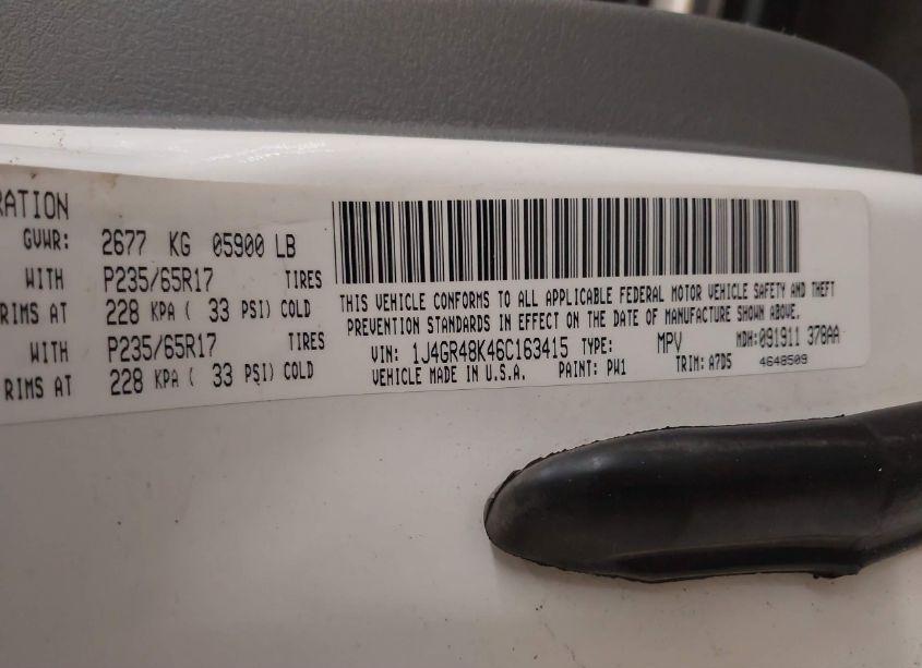 Photo 9 of 2006 Jeep Grand CHEROKEE LAREDO (VIN 1J4GR48K46C163415)