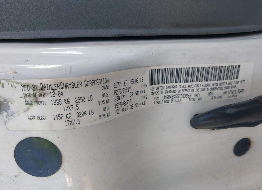 Photo 9 of 2005 Jeep Grand CHEROKEE LAREDO (VIN 1J4GR48K55C583859)