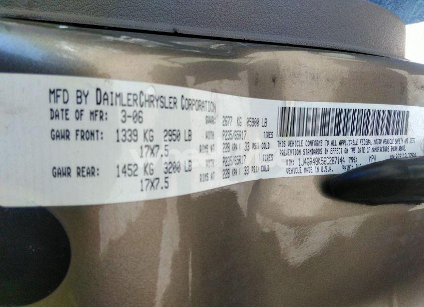 Photo 9 of 2006 Jeep Grand CHEROKEE LAREDO (VIN 1J4GR48K56C287144)