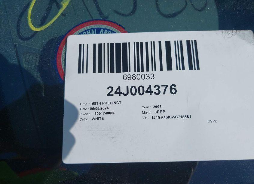 Photo 9 of 2005 Jeep Grand CHEROKEE LAREDO (VIN 1J4GR48K65C718881)