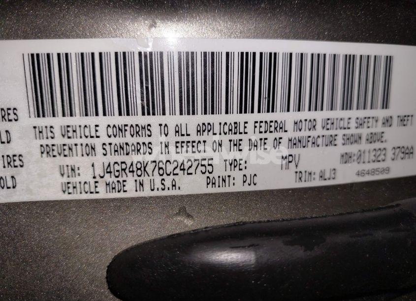 Photo 9 of 2006 Jeep Grand CHEROKEE LAREDO (VIN 1J4GR48K76C242755)