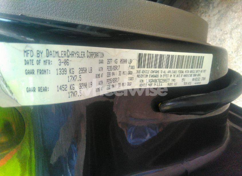 Photo 9 of 2006 Jeep Grand CHEROKEE LAREDO (VIN 1J4GR48K76C290577)