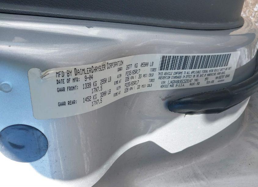 Photo 9 of 2005 Jeep Grand CHEROKEE LAREDO (VIN 1J4GR48K85C529147)