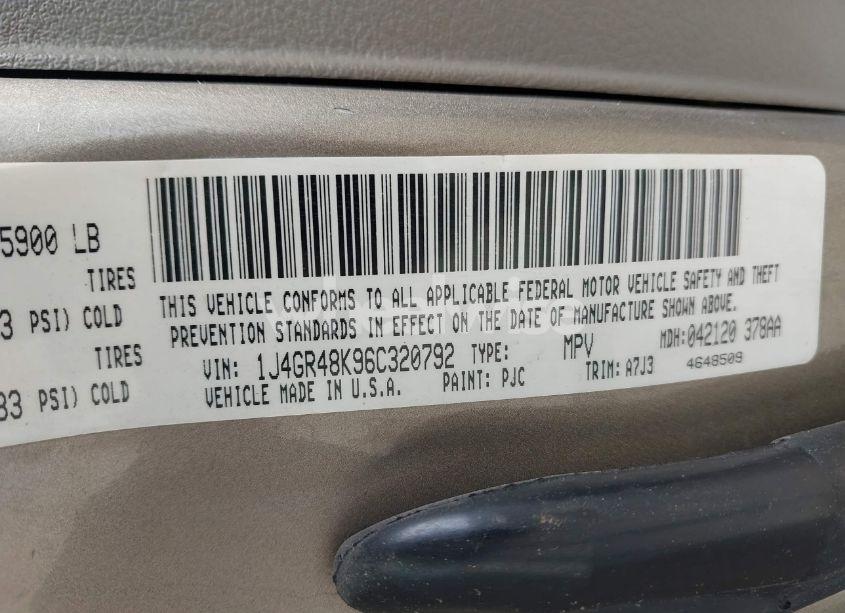 Photo 9 of 2006 Jeep Grand CHEROKEE LAREDO (VIN 1J4GR48K96C320792)