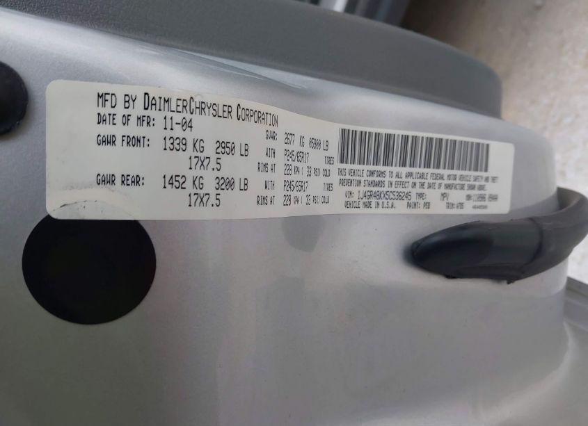 Photo 9 of 2005 Jeep Grand CHEROKEE LAREDO (VIN 1J4GR48KX5C536245)