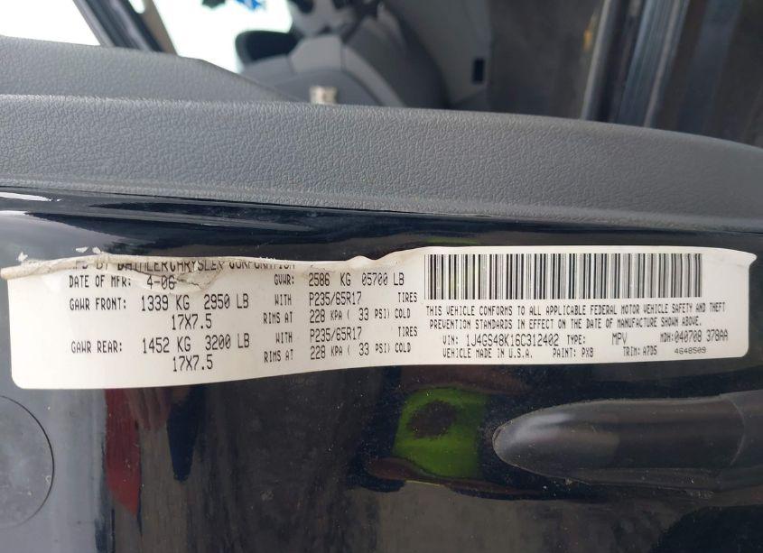 Photo 9 of 2006 Jeep Grand CHEROKEE LAREDO (VIN 1J4GS48K16C312402)