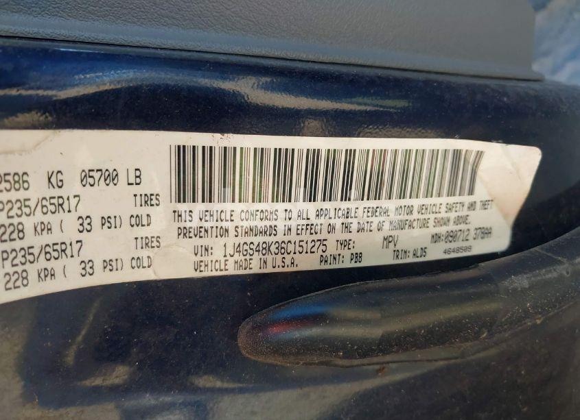 Photo 9 of 2006 Jeep Grand CHEROKEE LAREDO (VIN 1J4GS48K36C151275)