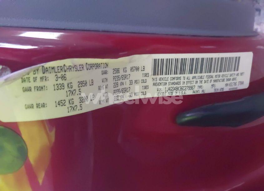 Photo 9 of 2006 Jeep Grand CHEROKEE LAREDO (VIN 1J4GS48K36C279967)