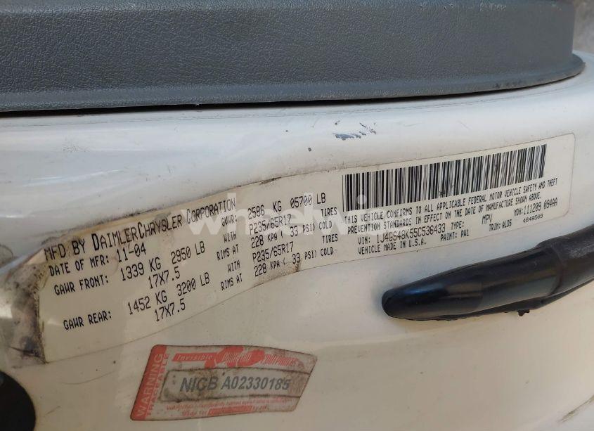 Photo 9 of 2005 Jeep Grand CHEROKEE LAREDO (VIN 1J4GS48K55C536433)