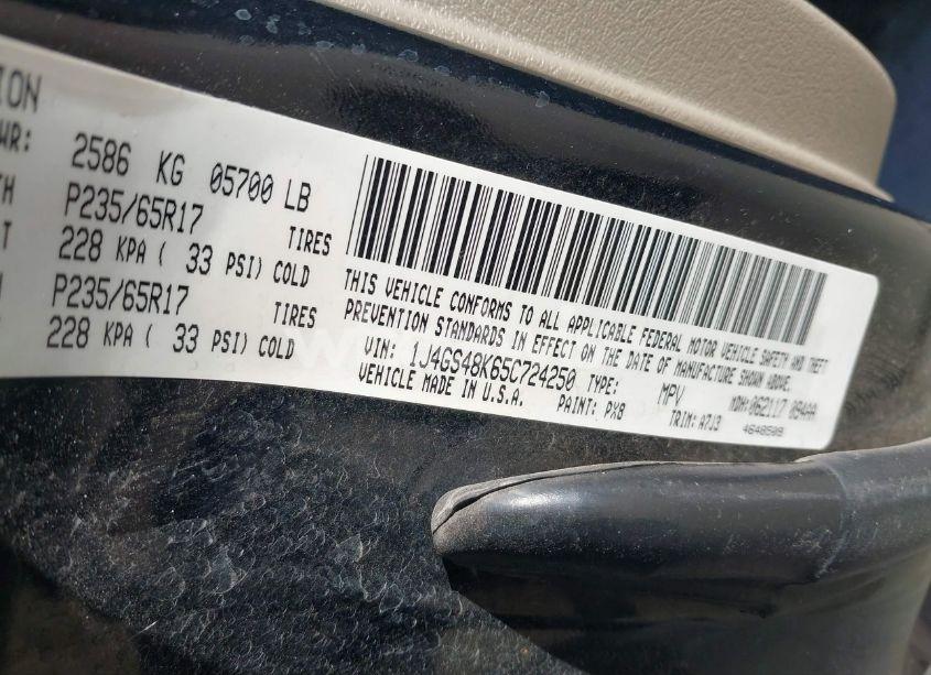 Photo 9 of 2005 Jeep Grand CHEROKEE LAREDO (VIN 1J4GS48K65C724250)