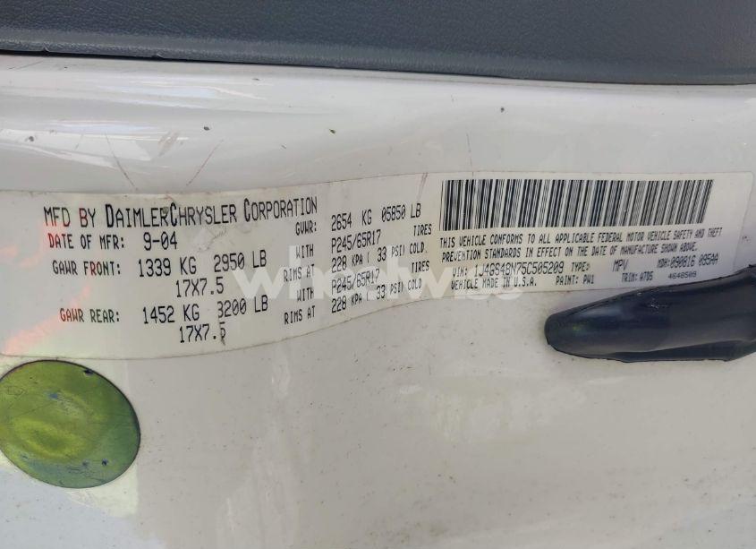 Photo 9 of 2005 Jeep Grand CHEROKEE LAREDO (VIN 1J4GS48N75C505209)