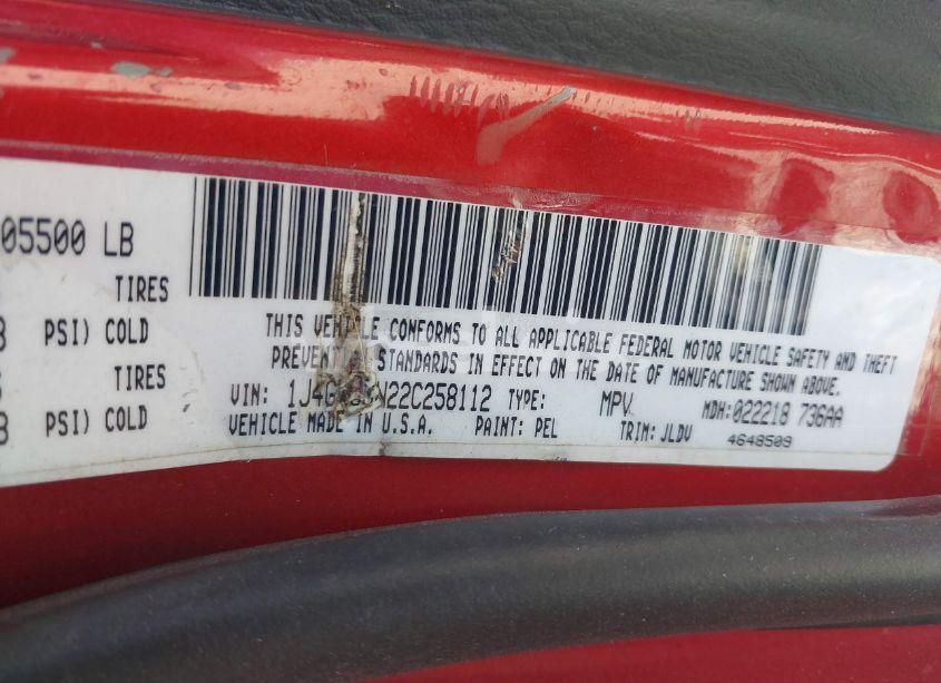 Photo 9 of 2002 Jeep Grand CHEROKEE SPORT (VIN 1J4GW38N22C258112)