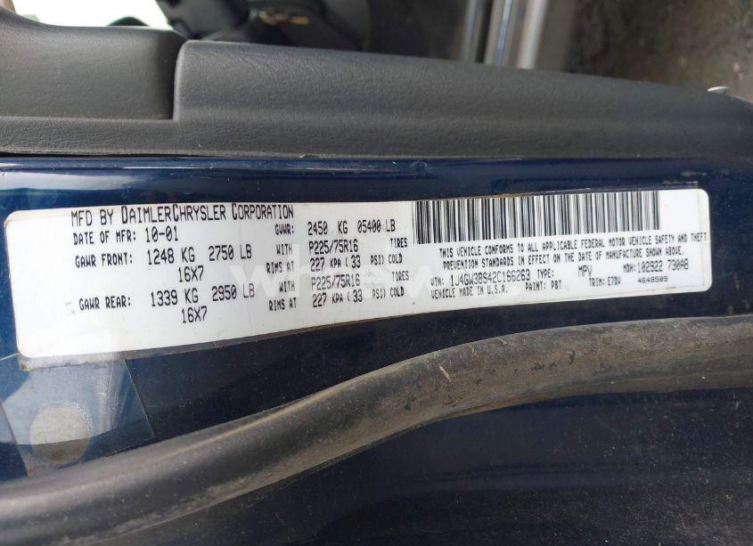 Photo 9 of 2002 Jeep Grand CHEROKEE SPORT (VIN 1J4GW38S42C166263)