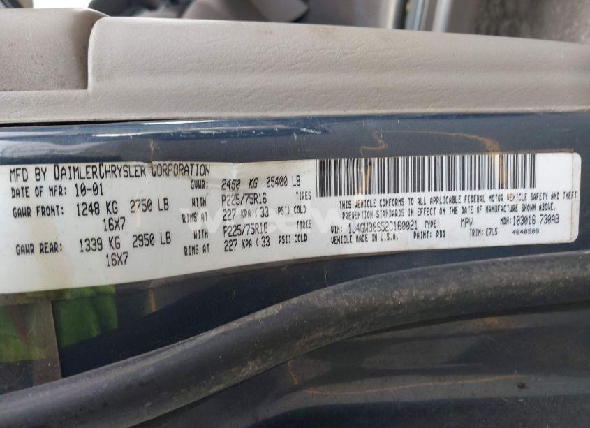 Photo 9 of 2002 Jeep Grand CHEROKEE SPORT (VIN 1J4GW38S52C160021)