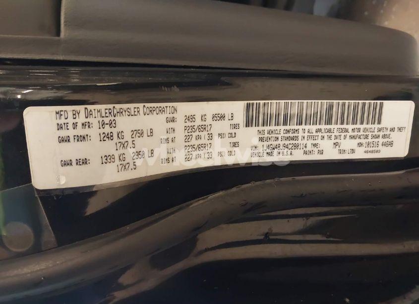 Photo 9 of 2004 Jeep Grand CHEROKEE LAREDO (VIN 1J4GW48J94C280114)