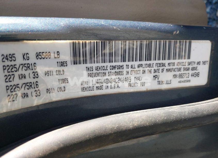 Photo 9 of 2004 Jeep Grand CHEROKEE LAREDO (VIN 1J4GW48N04C240409)