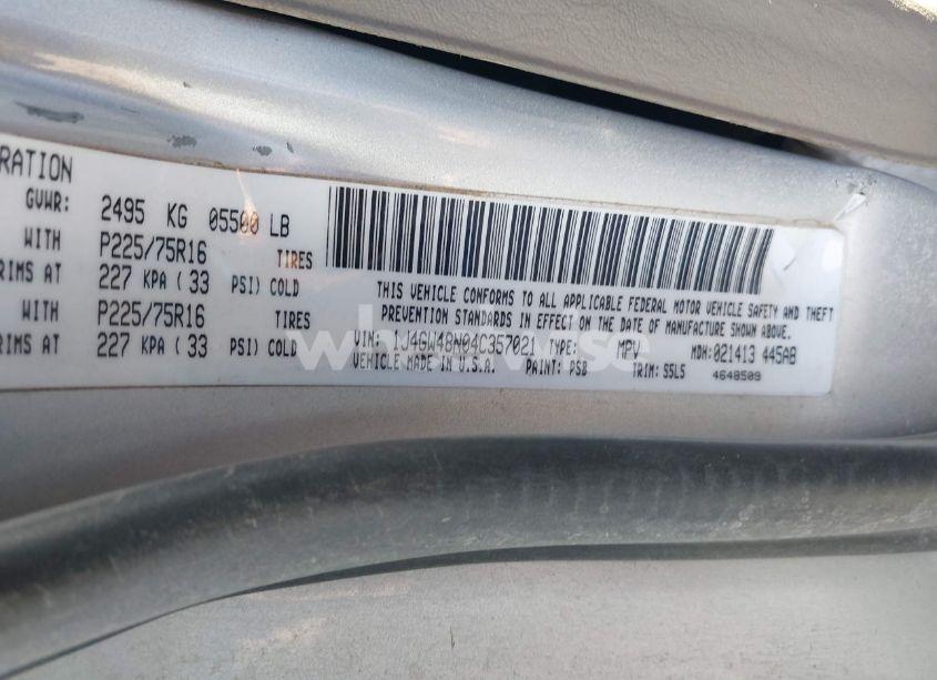 Photo 9 of 2004 Jeep Grand CHEROKEE LAREDO (VIN 1J4GW48N04C357021)