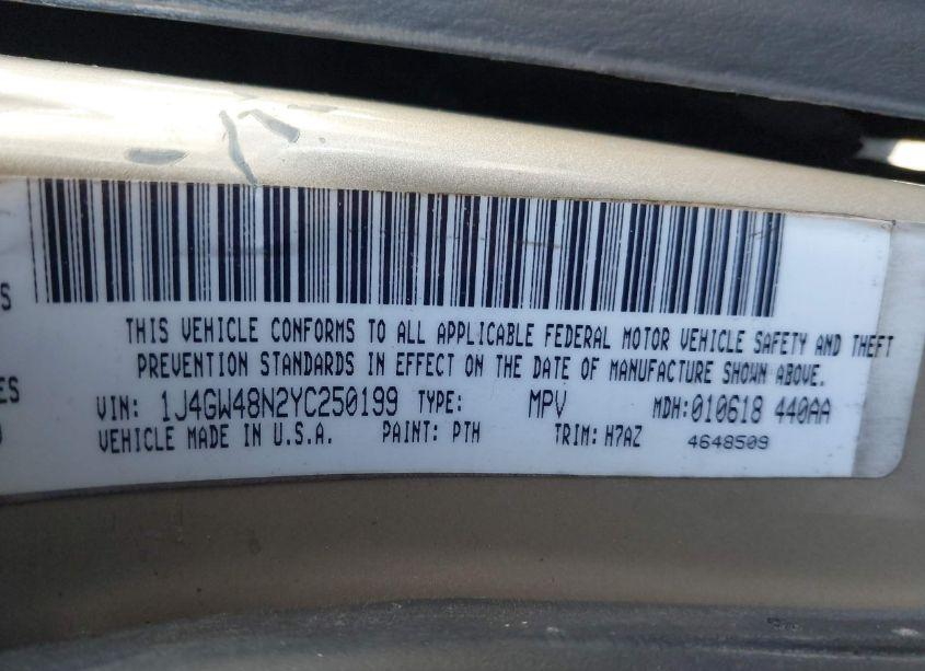 Photo 9 of 2000 Jeep Grand CHEROKEE LAREDO (VIN 1J4GW48N2YC250199)