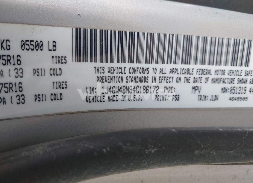 Photo 9 of 2004 Jeep Grand CHEROKEE LAREDO (VIN 1J4GW48N94C186172)