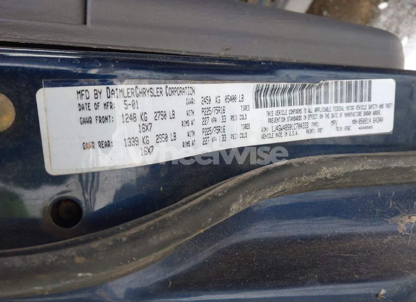 Photo 9 of 2001 Jeep Grand CHEROKEE LAREDO (VIN 1J4GW48S01C704333)