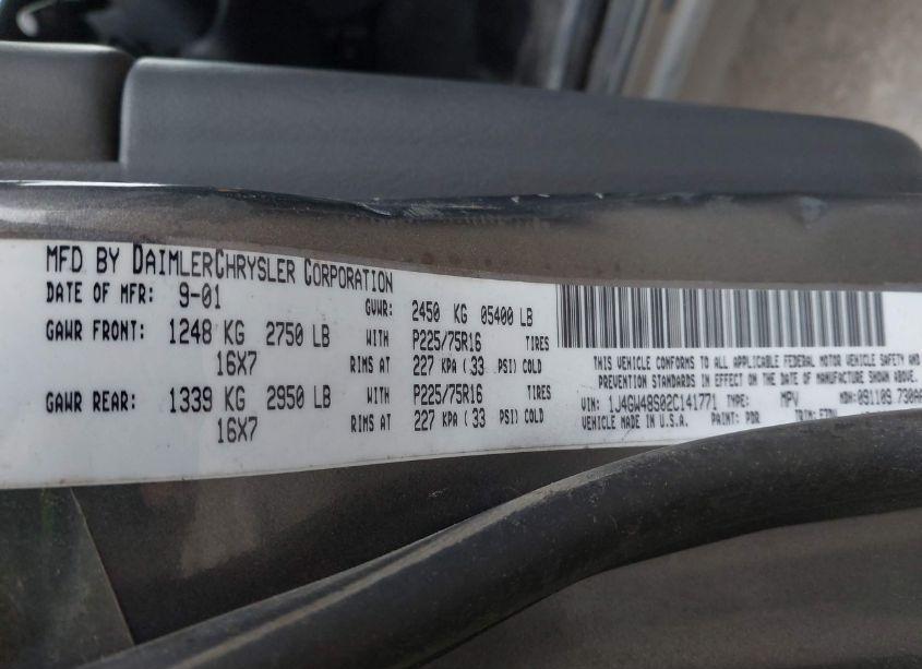 Photo 9 of 2002 Jeep Grand CHEROKEE LAREDO (VIN 1J4GW48S02C141771)