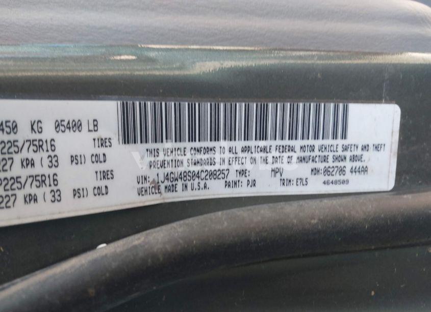 Photo 9 of 2004 Jeep Grand CHEROKEE LAREDO (VIN 1J4GW48S04C208257)