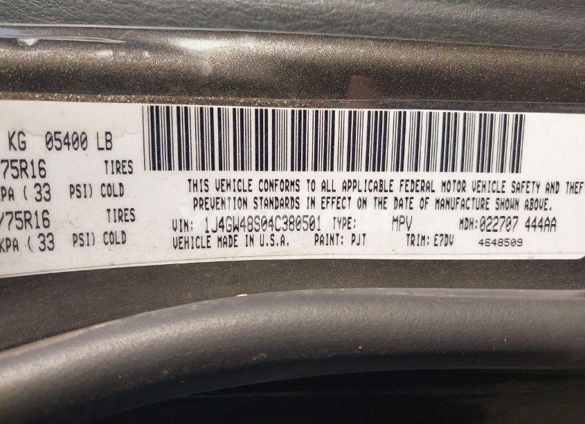 Photo 9 of 2004 Jeep Grand CHEROKEE LAREDO (VIN 1J4GW48S04C380501)