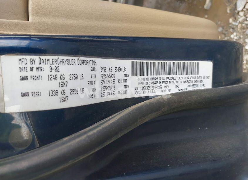 Photo 9 of 2003 Jeep Grand CHEROKEE LAREDO (VIN 1J4GW48S13C553358)